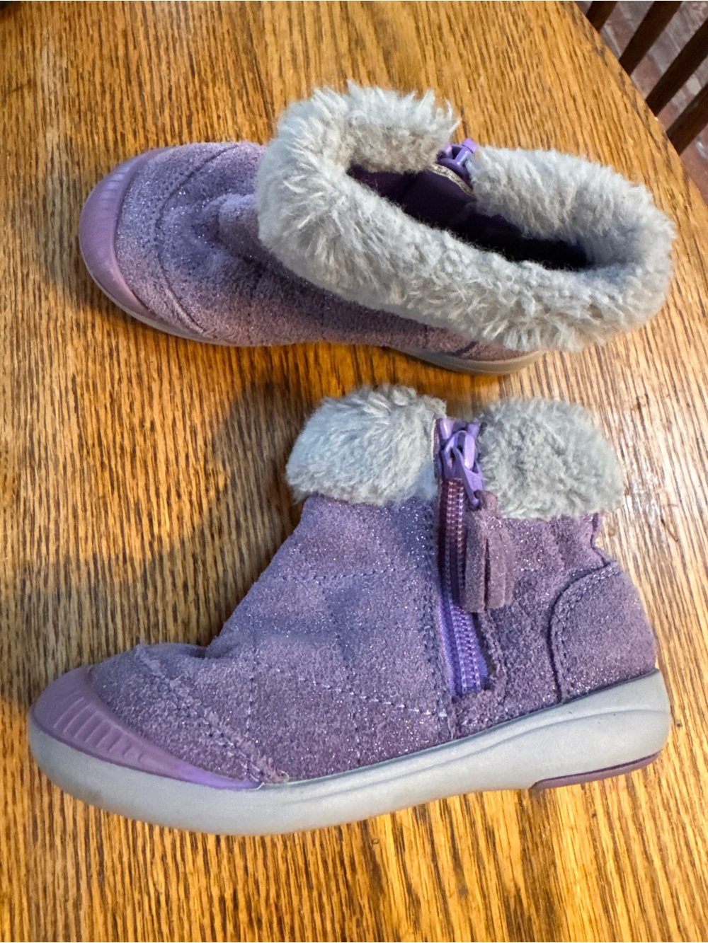 Stride Rite Purple Faux Fur Cuff Kids Winter Boots